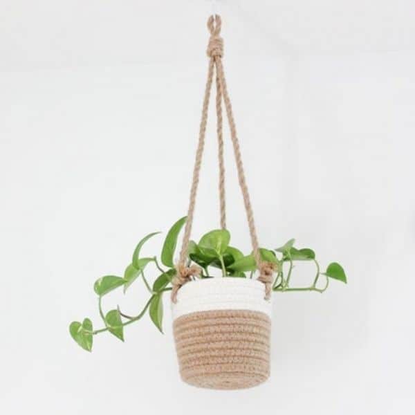 White Rope Cotton Hanging Plant Holder