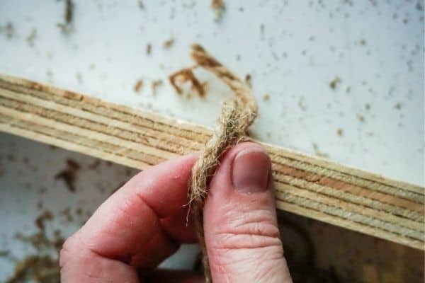 twine tied on wood stake