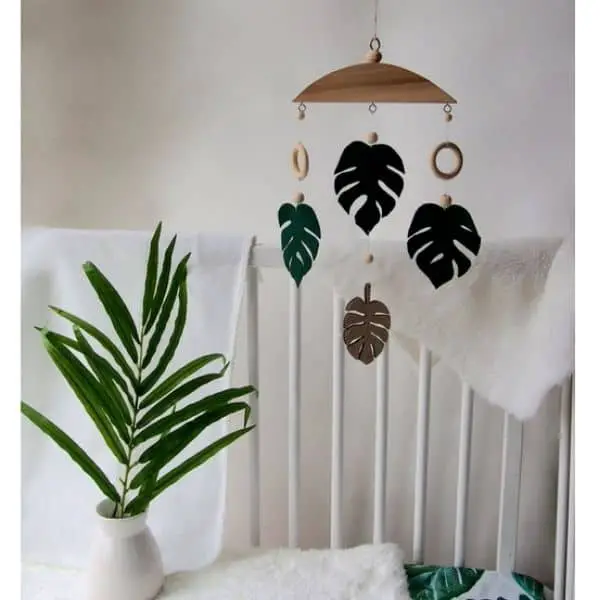 Monstera Leaf Mini Wooden Baby Mobile
